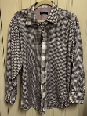 Ted Baker Men's Lavender and White Check Dress Shirt